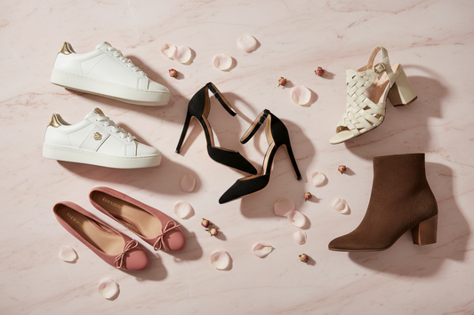 Top 5 women's shoes including heels, sneakers, ballet flats, sandals, and ankle boots by Soliox
